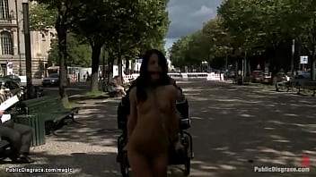 Preview 1 of Danish Nicole Brggler5 - Naked slave drives chariot in public