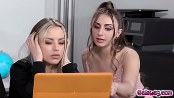 Preview 2 of Aida Sweer - Galsway.com - Blonde lesbian Anna Claire Clouds is ridiculously HOT! Watch this scene where Anna and Penelope Kay undress each other,  and have wild lesbian sex in an office!