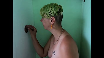 Preview 1 of Naughty Tealior - Cock sucking through gloryhole and swallow