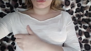 Preview 1 of Blonde Babe Fucked At Home - Sweet plays with her big natural tits and hard nipples - Slow motion