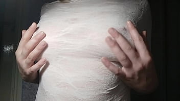 Preview 1 of Felam De - Sexy girl plays with her tight natural tits and nipples - slow motion - Awesome solo masturbation