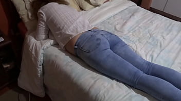 Preview 4 of Collage Girl Xxx Video Hd - I can&#039_t resist the excitement anymore and I ask my stepson to cum on my ass with my jeans on
