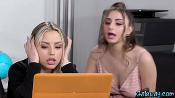 Preview 1 of Ashley Adams Xxx Sax Movies - Galsway.com - Busty IT girl Penelope Kay licking and enjoying intern Anna Claire Clouds teen muffin