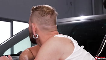 Preview 2 of Old Mman Rougj - Fistingferno.com - Jim Fit grabs a bucket of lube and puts his fists to work on the auto technicians hole