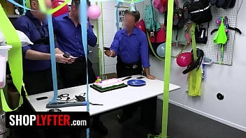 Preview 1 of Wife Trade - Shoplyfter - Blonde Teen Caught Stealing For The Third Time And Gets Gangbang By The Security Team