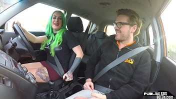 Preview 2 of In Urdue - Busty MILF mouth jizzed in car after sex with driving tutor