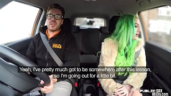 Preview 1 of In Urdue - Busty MILF mouth jizzed in car after sex with driving tutor