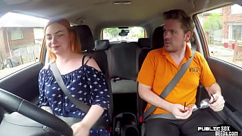 Preview 2 of Double Xhmaster Video - Bigass ginger throats and rides driving tutor in car