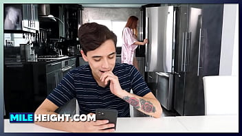 Preview 1 of Russian Father Xxx Video - MileHeight.com ⏩ Shark Milf (Lilian Stone) Seduces her Stepson (Juan El Caballo Loco) While Breakfasting at Morning