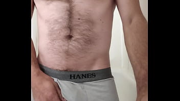 Preview 1 of Hani Mon Sex - Amateur male pees on himself in gray boxers