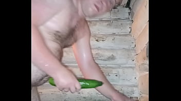 Preview 4 of Jen Nifer - Inserted a huge cucumber to the in the ass! And then experienced a orgasm! Russian gay shocked!