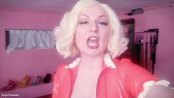 Preview 2 of Hayley Litle - Selfie video - FemDom POV - Strap-on Fuck - Rude Dirty Talk from Latex Rubber Hot Blonde MILF (Arya Grander)