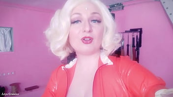 Preview 3 of Hayley Litle - Selfie video - FemDom POV - Strap-on Fuck - Rude Dirty Talk from Latex Rubber Hot Blonde MILF (Arya Grander)