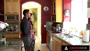 Preview 1 of Lisbain Pussy - DEVILS T GIRLS - Horny Trans Girlfriend Surprises Her Man By Getting Her Asshole Drilled