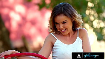 Preview 1 of Lara Louvel - GIRLSWAY - Thirsty Naomi Woods Fingers Her Squirter Gardener Dillion Harper During Loud Hardcore Sex