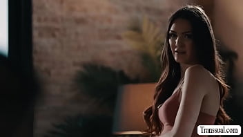 Preview 1 of Legal Porno Lyna Cypher - Beautiful TS bareback her fat stepfather