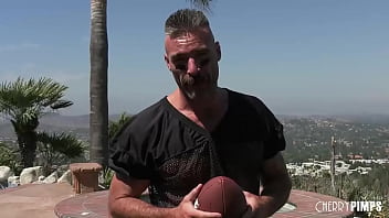 Preview 1 of Maryjane Auryn Insane G - Busty Blonde Cheerleader Honey Blossom Seduces The Quarterback Charles Dera With Her Shaved Pussy