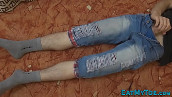 Preview 2 of Innocent Big Dildo - Teen sucking his own toes