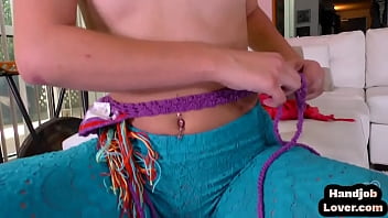 Preview 2 of Homemade Mature Wife Big Cock - HJ smalltits teen POV wanks BFs dick while talks dirty