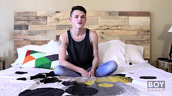 Preview 2 of Allin Li - Tattooed Avery Jones Cant Stop Stroking His Massive Dick