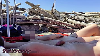 Preview 1 of Throat Blowjob - Risky Public Blowjob on the Canary Beach Almost caught - MissCreamy