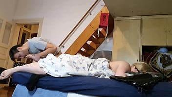 Preview 2 of Xxxxbrazzer Downloads - Horny stepson cumming on his Mothers feet secretly in front &quot_hidden&quot_ cam (She know everything)