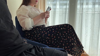 Preview 1 of Arm Gap Sex - Pulled out cock in front of Beauty Girl in Pantyhose in the waiting room
