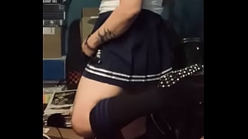 Preview 2 of Banni Rotten Sex - Thick Booty Femboy Ass Uniform Plaid Skirt Solo College Girl Ass Shaking Twerking Jiggly wants BBC
