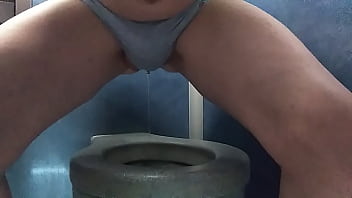 Preview 1 of Sasha Play Cum With Hot Friend - Pissing panties in public toilets