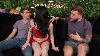 Preview 1 of Espejo Falda - Stepbro Gets Anal and His Girlfriend Gets DVP! Bi MMF - Sage Roux,  Bellamy Baby,  Steve Rickz