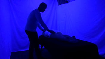 Preview 2 of Sister Spoons Cuddle Seduce Bed - Gigi Breeze Blacklight Massage LEFT 1