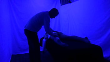 Preview 4 of Sister Spoons Cuddle Seduce Bed - Gigi Breeze Blacklight Massage LEFT 1