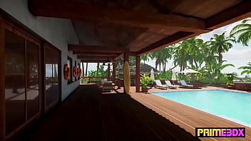Preview 2 of Bik Cocok - Futanari Lesbians with Huge Cocks get Anal by the Pool by Prime3DX