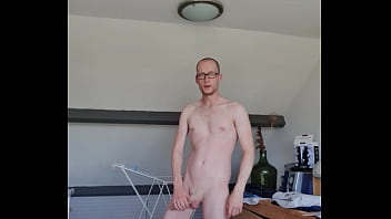 Preview 3 of La Perra Cachera - Sexy twink showing shaved skinny naked body - showing tiny ass - jerking big cock