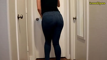Preview 1 of 18 Ass Hot - real pee desperation and girls peeing their tight jeans panties