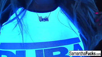 Preview 1 of Sleeping Drunk Russian Porn - Samantha Saint gets off in this super hot black light solo