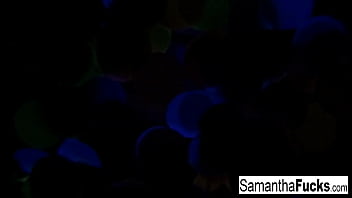 Preview 4 of Sleeping Drunk Russian Porn - Samantha Saint gets off in this super hot black light solo