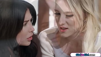 Preview 1 of Guys Xxx Over - GirlDoGirl.com - Busty babe and petite gf licking lesbian