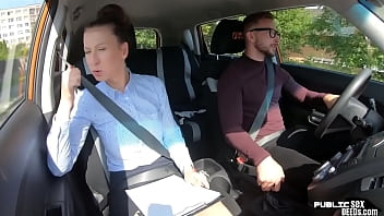 Preview 2 of Mllu Videos - Cocksucking brunette eurobabe fucks her driving student
