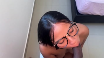 Preview 2 of 2160 Massage - Blowjob pov with cute girl with glasses -amateur couple- nysdel
