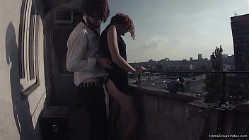 Preview 1 of Fotos De Orgas7 - Redhead has her morning coffee and sex on the balcony
