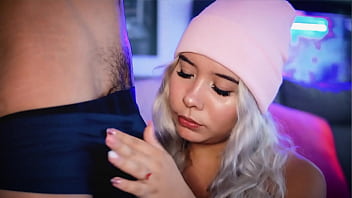 Preview 2 of Be Xxxxxx Videos - Horny blonde sucks her cock in front of her fans