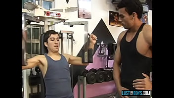 Preview 1 of White Both Of - Athletic jocks Caio Barcellos and Poax anal breed in gym