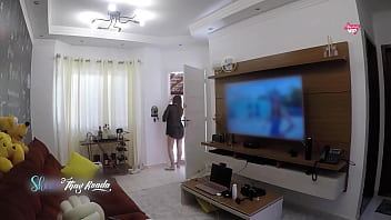 Preview 4 of Sex Kelompok Remaja - Hot wife Thay Ksada gets out of the shower and greets the delivery man in just a nightgown