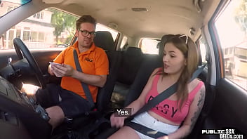 Preview 2 of Gazal Xxx Com - Tattoo babe publicly banged outdoor in car by driving tutor