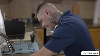 Preview 1 of Oiled Ass Twerk - Trans woman licks and bangs guy plumber