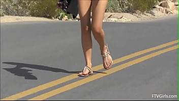 Preview 4 of Clhoe Salpa - Sexy and naughty teen amateur show her natural big boobs in the middle of the road and walks naked