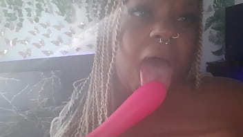 Preview 2 of Trib 007 - Thick ebony playing with her toy