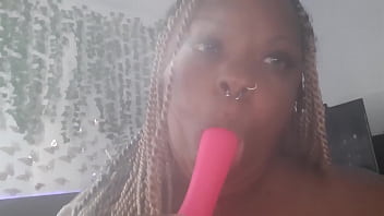 Preview 1 of Trib 007 - Thick ebony playing with her toy