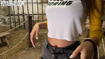 Preview 1 of Anna Rosa Porn - Real Public Tits Flashing leads to Risky Blowjob in an old church
